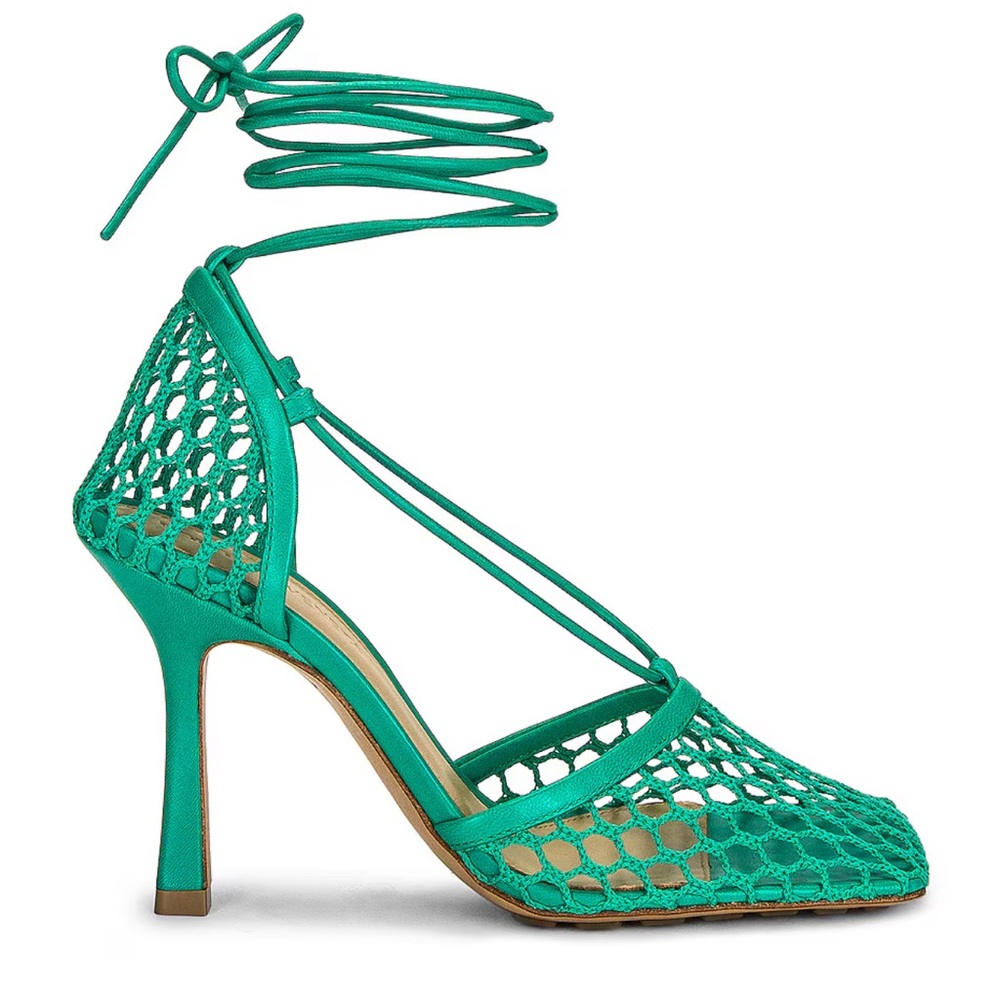 Bottega Veneta Stretch Ankle Strap Sandals in Teal